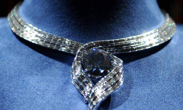 Der Hope-Diamant, ausgestellt im Smithsonian Museum of Natural History in Washington DC 2011. 