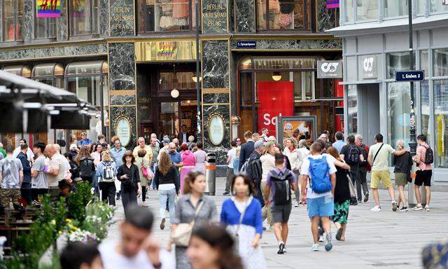 Geschäfte in der Wiener Innenstadt. Die Kollektivvertragsverhandlungen für die rund 430.000 Handelsangestellten sind am Dienstagvormittag gestartet. 