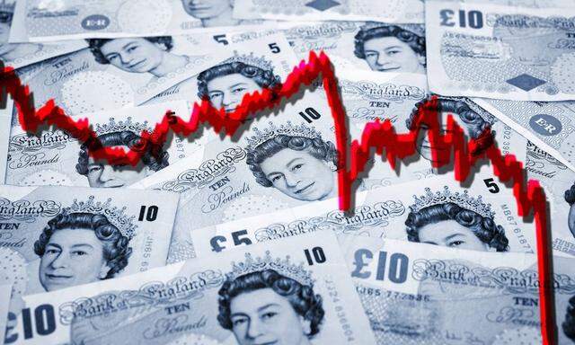 Bilder des Tages Britische Pfundnoten mit sinkender Kurskurve