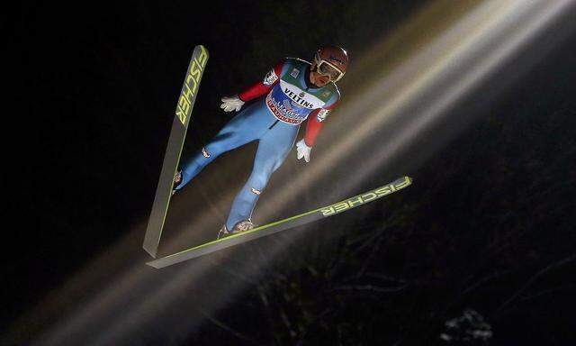 Kraft from Austria soars through the air during the first round for the final jumping of the 63rd four-hills Ski jumping tournament in Bischofshofen
