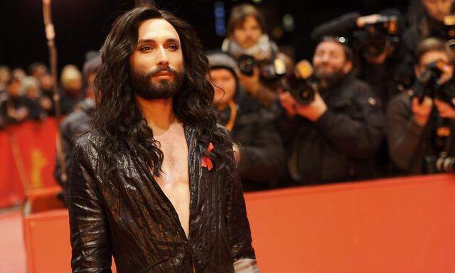 Pop recording artist Conchita Wurst arrives for the awards ceremony of the 67th Berlinale International Film Festival in Berlin