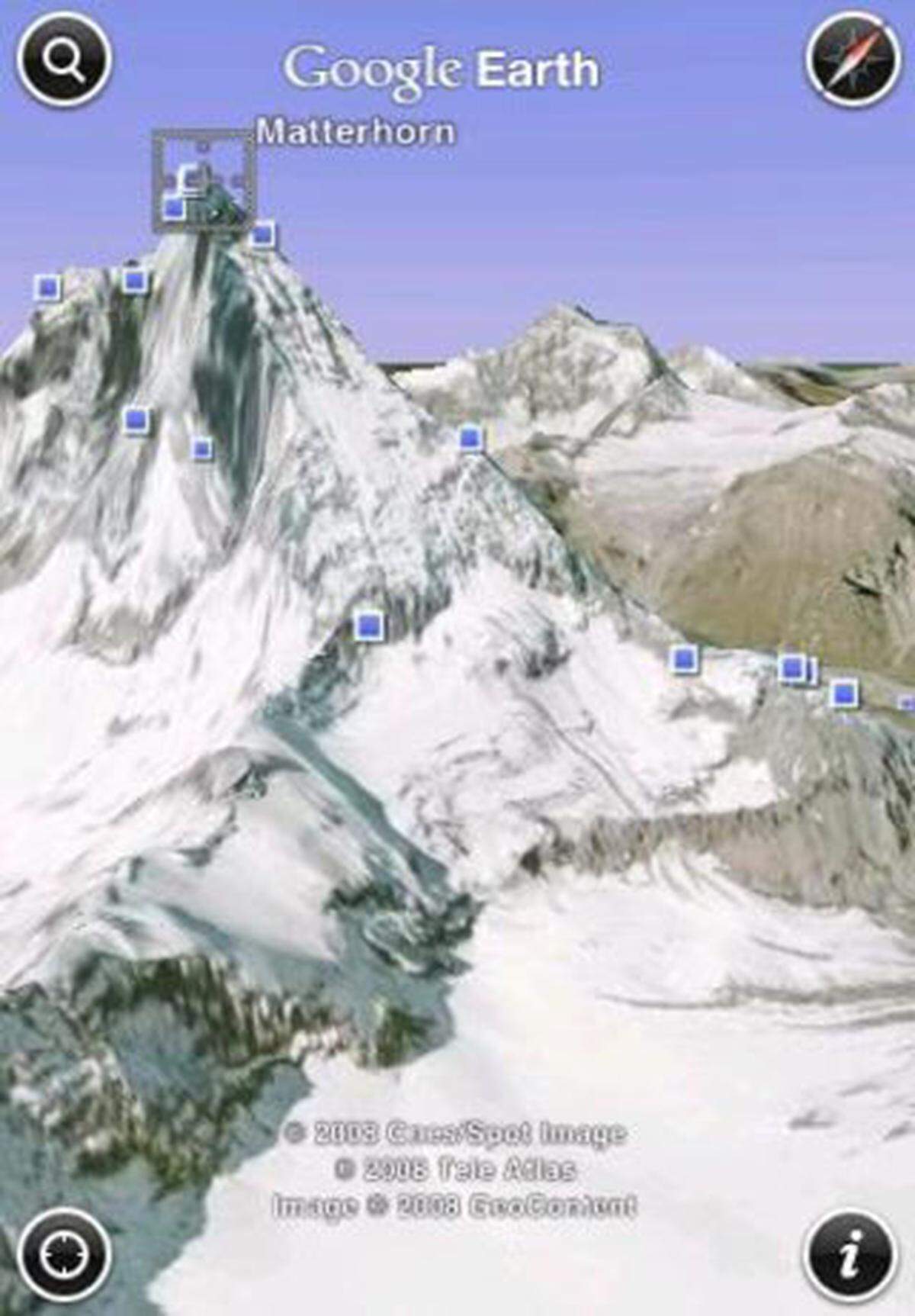 Wem eine Weltreise zu teuer ist, der kann zumindest das Gefühl, über den Globus zu fliegen, in dieser App nachempfinden. Google Earth stellt zahlreiche Sehenswürdigkeiten und besondere Landschaftsmerkmale in 3D dar. Die App ermöglicht es auch, an die jeweiligen Geodaten angeknüpfte Wikipedia-Artikel zu lesen.