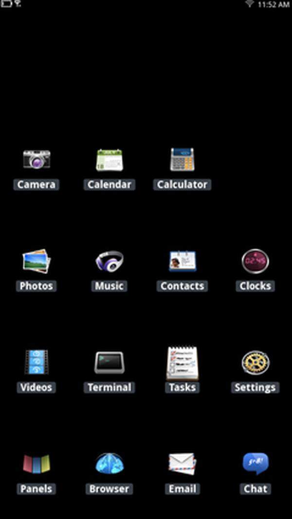 Die klassische Homescreen-Ansicht mit einzelnen Apps gibt es auch unter MeeGo.