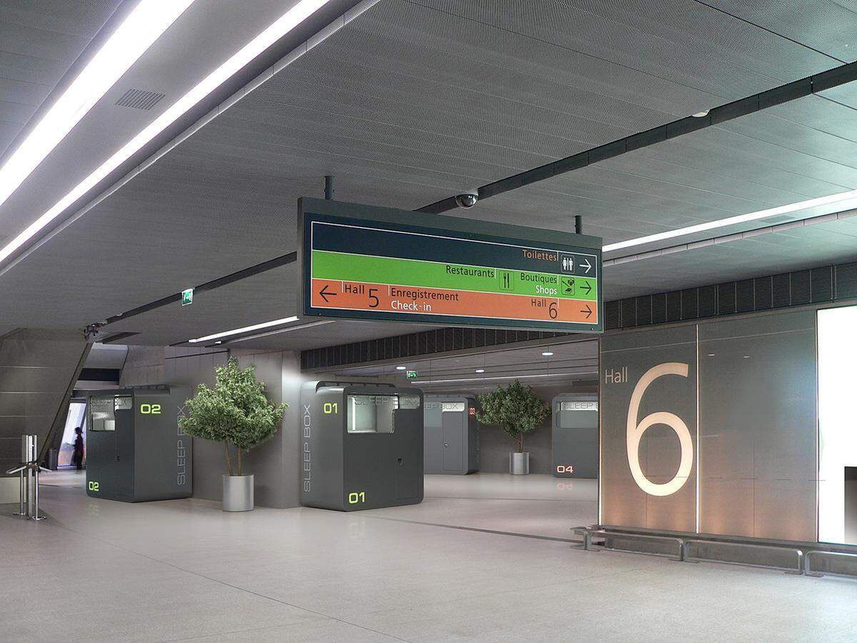 Lange Wartezeiten am Flughafen muss man vielleicht bald nicht mehr auf ungemütlichen Metallsesseln verbringen. Denn das russisches Architekturunternehmen Arch Group hat die "Sleepbox", zu Deutsch "Schlafbox" entwickelt.