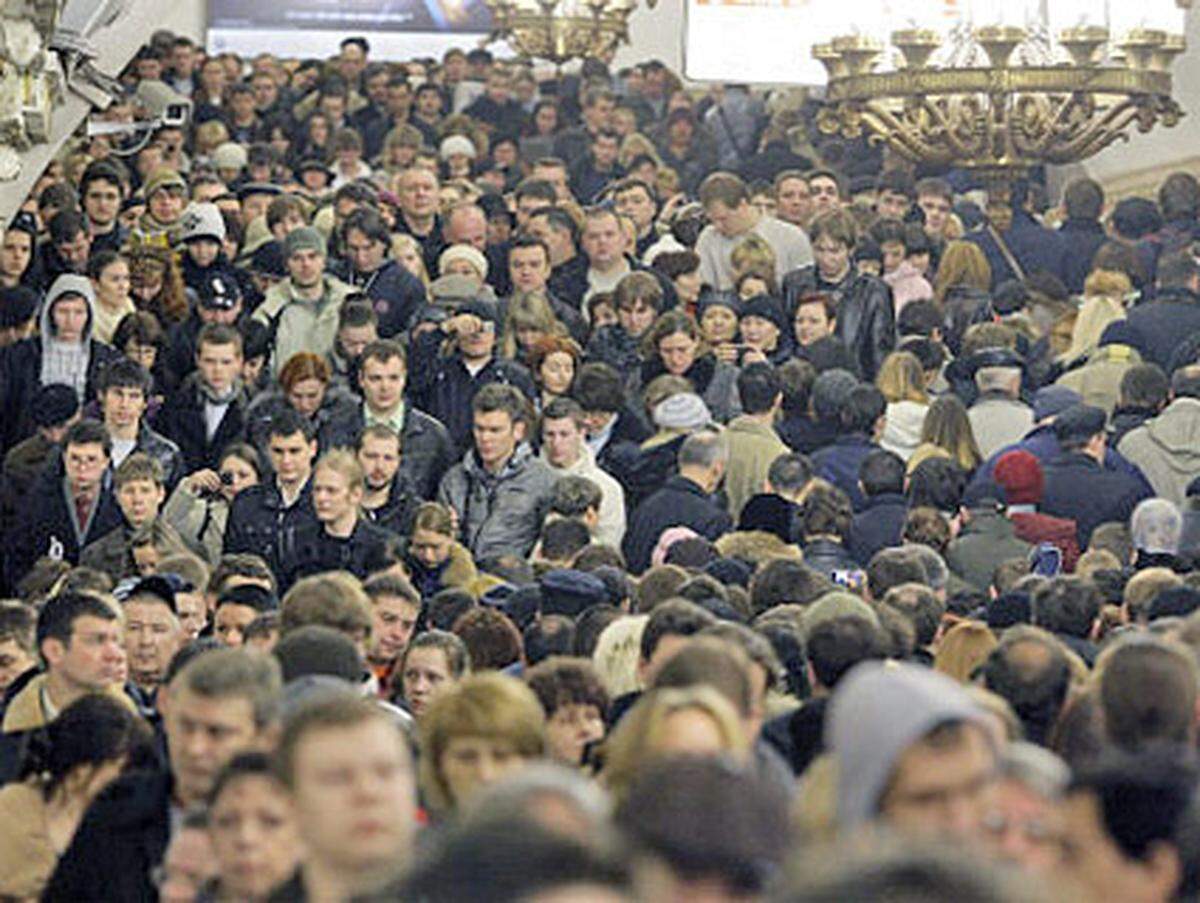In der Moskauer Metro war durch die Sperre kein Weiterkommen mehr.