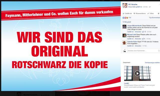 Plakat der FPÖ auf Facebook