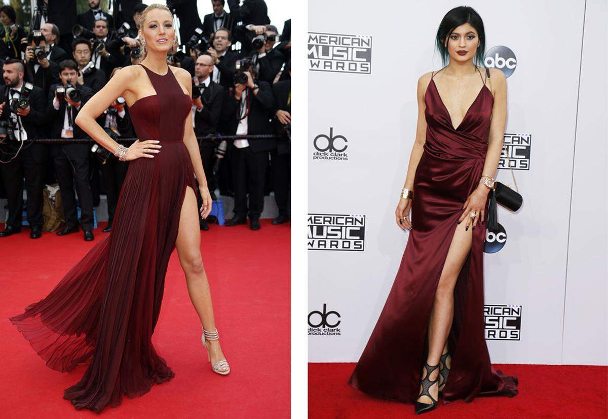 KupferstichSeit 15 Jahren ermittelt das Pantone Color Institute schon die Farbe des Jahres. Heuer fiel die Wahl auf den robusten, rotbraunen Farbton Marsala.Im Bild: Blake Lively &amp; Kylie Jenner