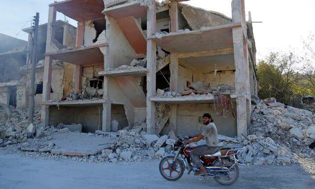 Eine Ruine in Idlib