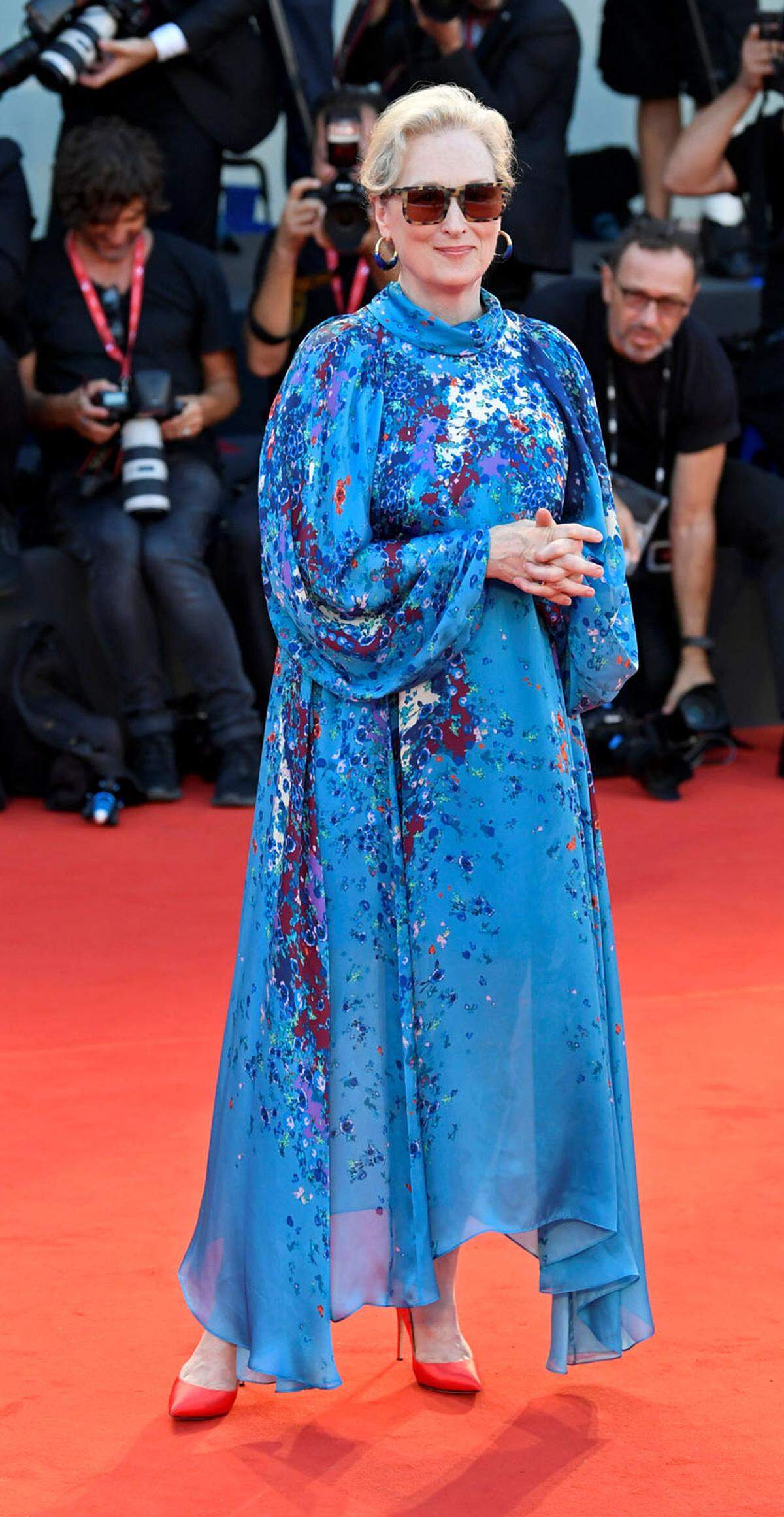 Meryl Streep versprühte in Givenchy gute Laune.