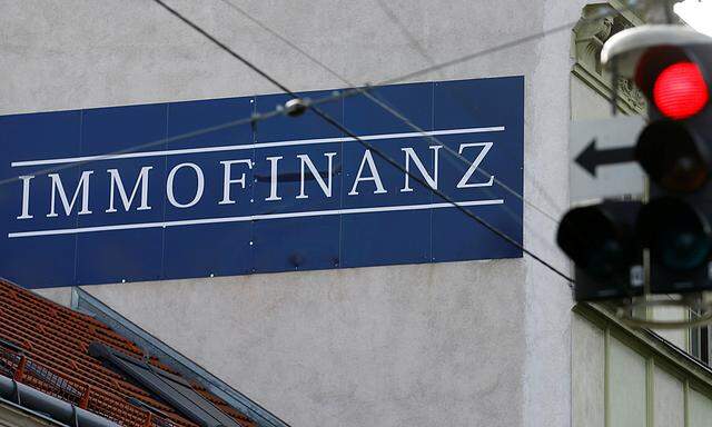 The logo of Austrian property group Immofinanz adorns wall of a house in Vienna
