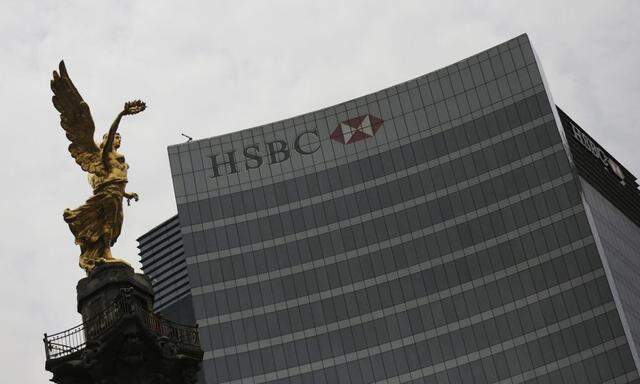 The logo of HSBC Bank is seen on an office building in Mexico City