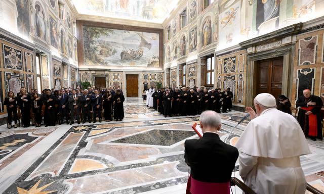 Papst Franziskus während einer Privataudienz. 