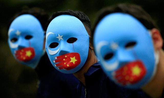 Protest gegen die Unterdrückung der ethnischen Minderheit der Uiguren in China.