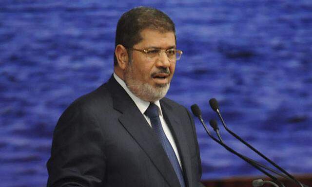 Egyptian Presidency handout photo shows Egypt's President Mursi speaking at a conference meeting on Egypt's water rights, in Cairo