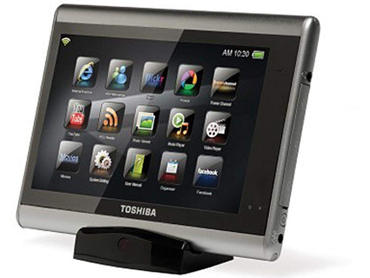 Toshiba hat auf der IFA in Berlin ein 7 Zoll großes Touchscreen-Gerät präsentiert, das per WLAN ins Internet wandert und auf das Abspielen von Videos und Musik sowie das Herzeigen von Bildern optimiert ist. Das Journ.E touch soll noch heuer auf den Markt kommen und rund 250 Euro kosten.