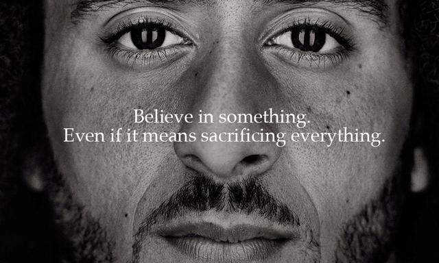 Colin Kaepernick appears as a face of Nike Inc advertisement marking the 30th anniversary of its 'Just Do It' slogan