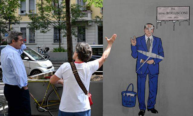 Straßenkunst in Mailand. Doch vorerst wird es nur in Portofino eine Berlusconi-Straße geben.