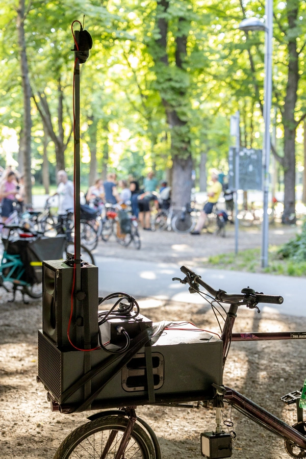 The bikes transform into mobile sound systems and provide sound to everyone riding in the group.