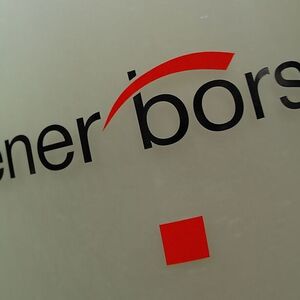 The Vienna Stock Exchange (Wiener Boerse) logo is displayed next to the company's street entrance in Vienna