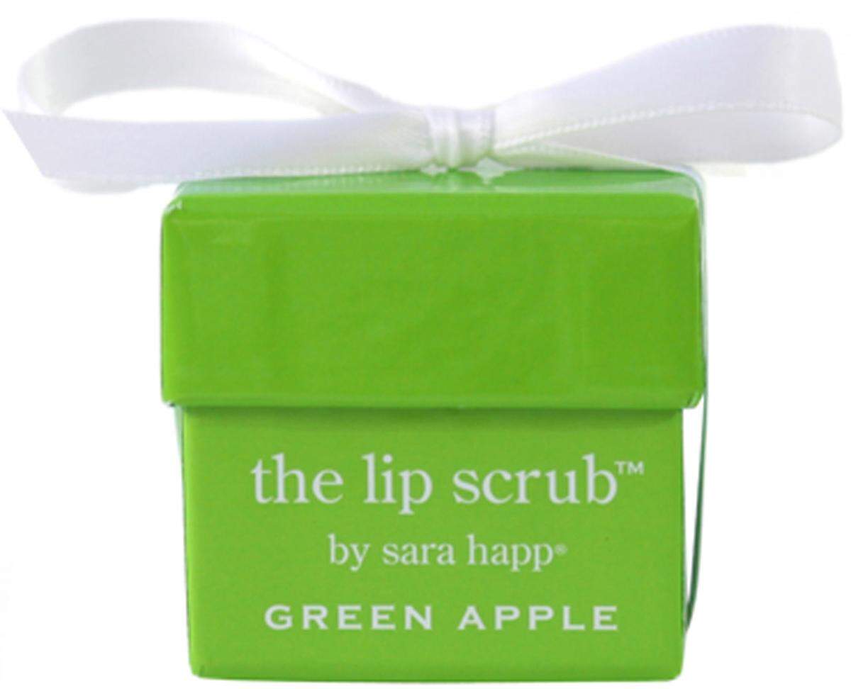 Streichelzarte Lippen schafft hingegen das Lippenpeeling von Sarah Happ mit Apfelgeschmack, 24 Euro.
