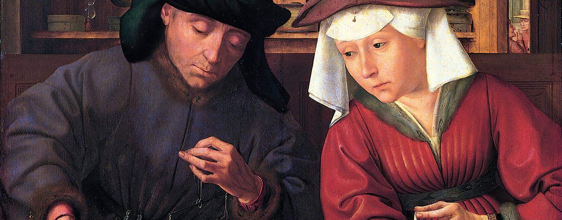 „Der Geldwechsler und seine Frau“ im Louvre, vom flämischen Maler Quentin Massys (1514).