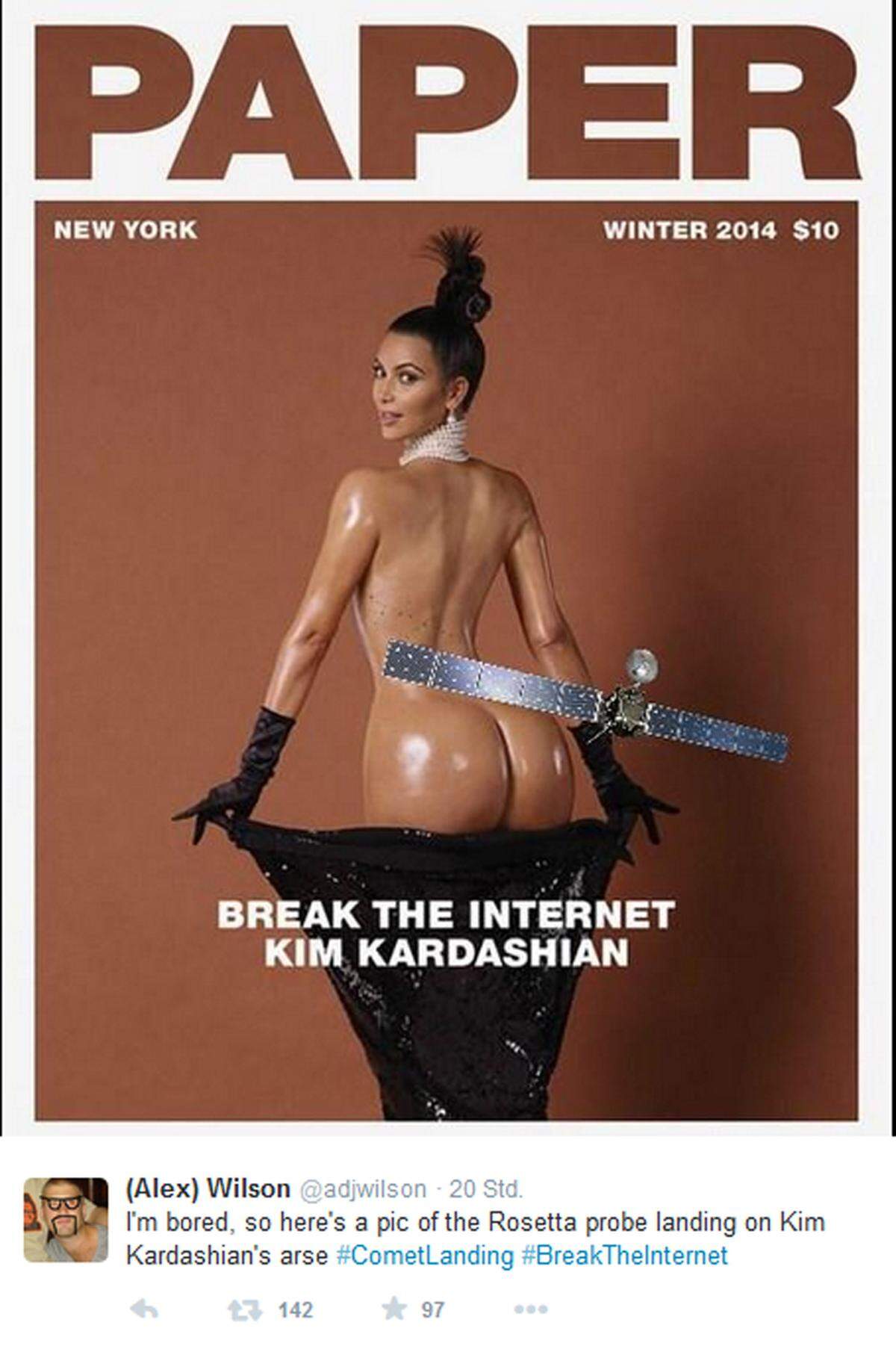 Im Web sorgen die Bilder natürlich für Gesprächsstoff und so mancher User wurde kreativ. Bei User Alex Wilson landete die Rosetta etwa auf Kim Kardashians Hintern.