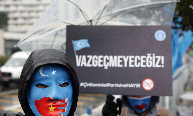 Ethnic Uyghur people protest against China, in Istanbul