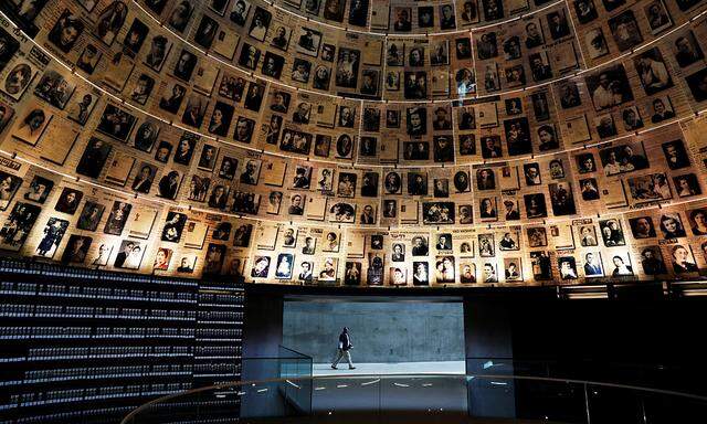 A security personnel walks at the Hall of Names at the Yad Vashem World Holocaust Remembrance Center in Jerusalem
