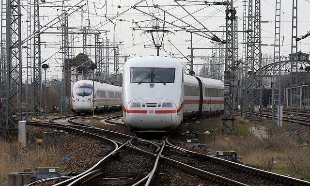 ICE high speed trains of German railway operator Deutsche Bahn are seen during a media tour at the service centre in Rummelsburg, Berlin, Germany 