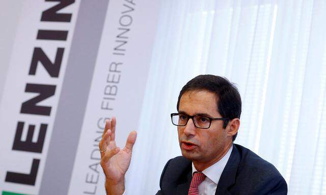 FILE PHOTO: Doboczky, CEO of Austrian cellulose fibers maker Lenzing, talks during a news conference in Vienna