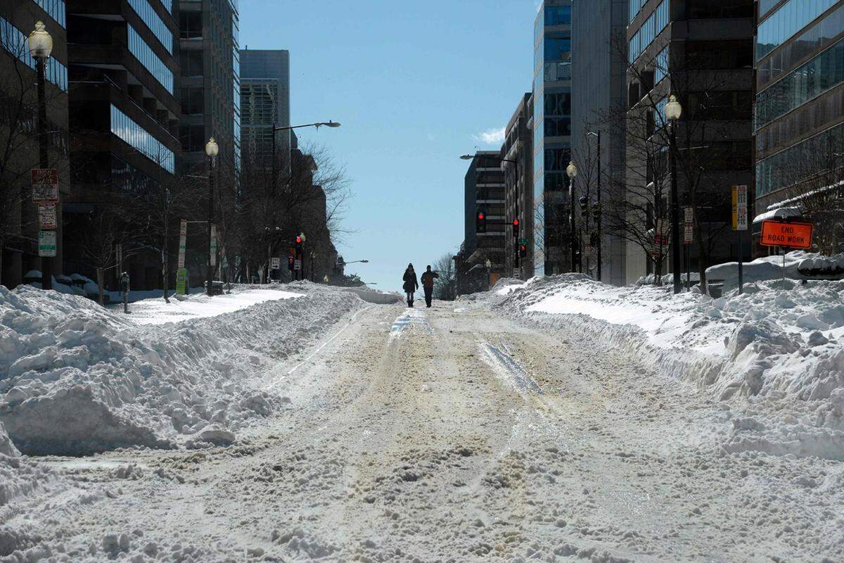 Die 19th Street in Washington nach dem Blizzard.