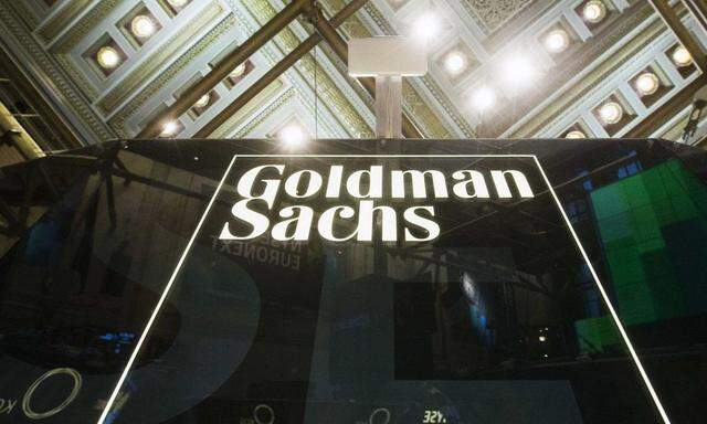 Goldman Sachs sign is seen above floor of the New York Stock Exchange shortly after the opening bell in the Manhattan borough of New York