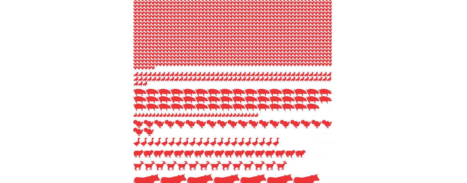 Vor der Schlachtbank. ­Anzahl der Tiere, die pro Sekunde weltweit geschlachtet werden. 