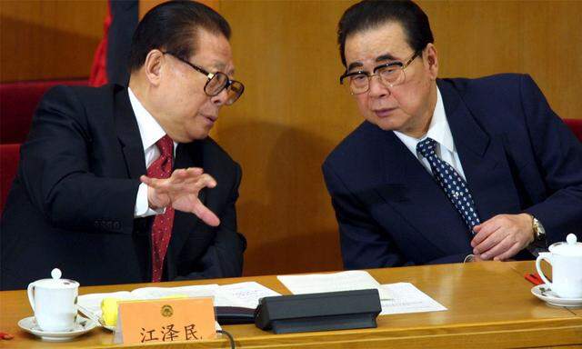 Der frühere chinesische Staatspräsident Jiang Zemin und Ex-Ministerpräsident Li Peng.