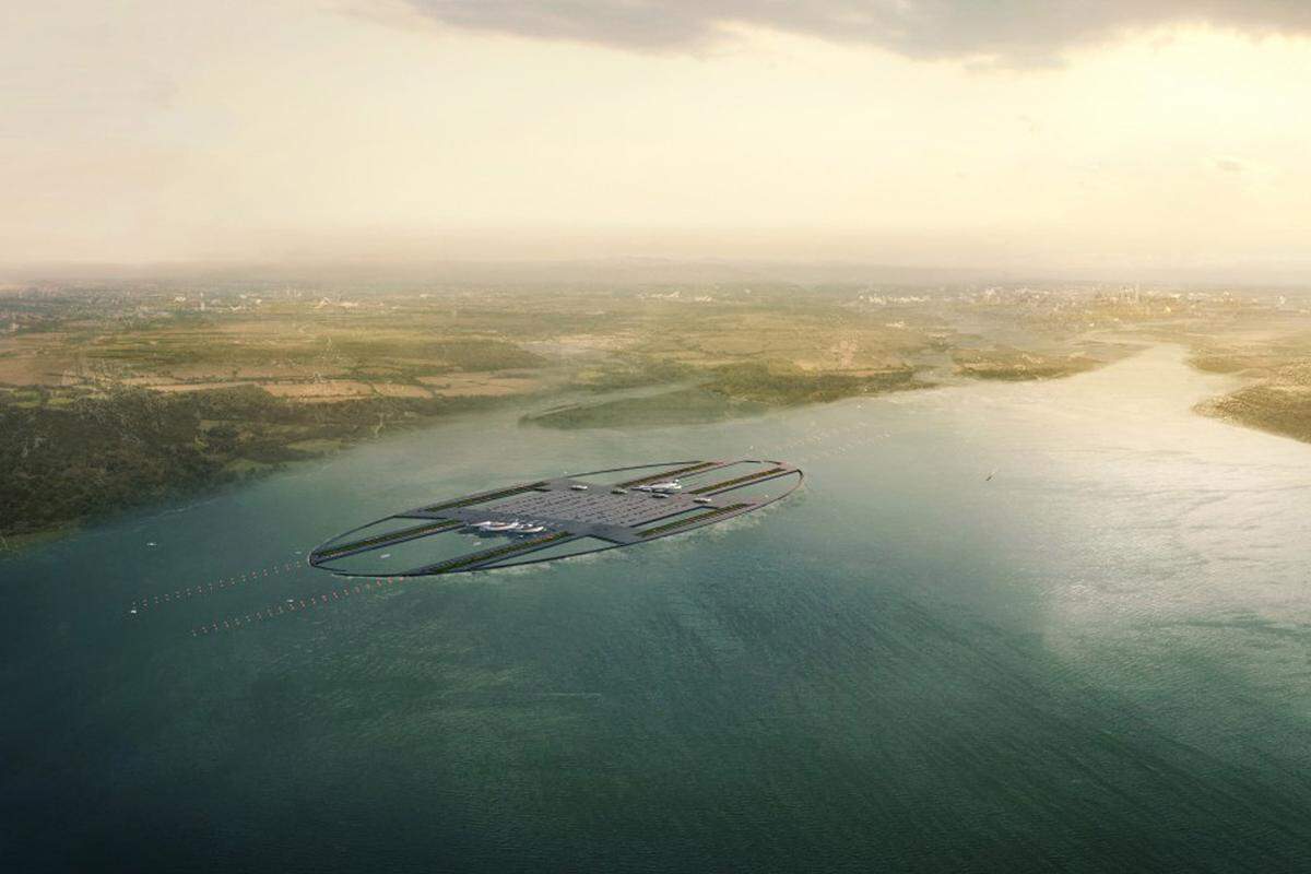 Der Airport hätte sechs Pisten haben sollen, vier Flugzeuge hätten gleichzeitig abheben oder landen können.(c) Foster + Partners