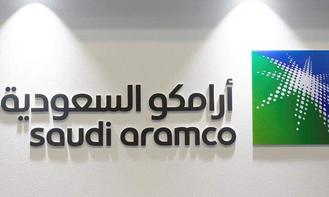 FILE PHOTO: Logo of Saudi Aramco is seen at the 20th Middle East Oil & Gas Show and Conference in Manama