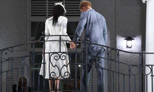Royal tour of Fiji Day One Prince Harry Duke of Sussex and Meghan Duchess of Sussex arrive in Suv
