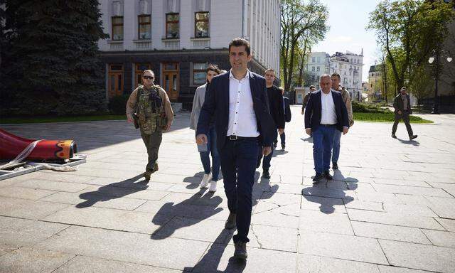 Bulgariens Premier, Kiril Petkow, kürzlich bei seinem Solidaritätsbesuch in der ukrainischen Hauptstadt Kiew. 