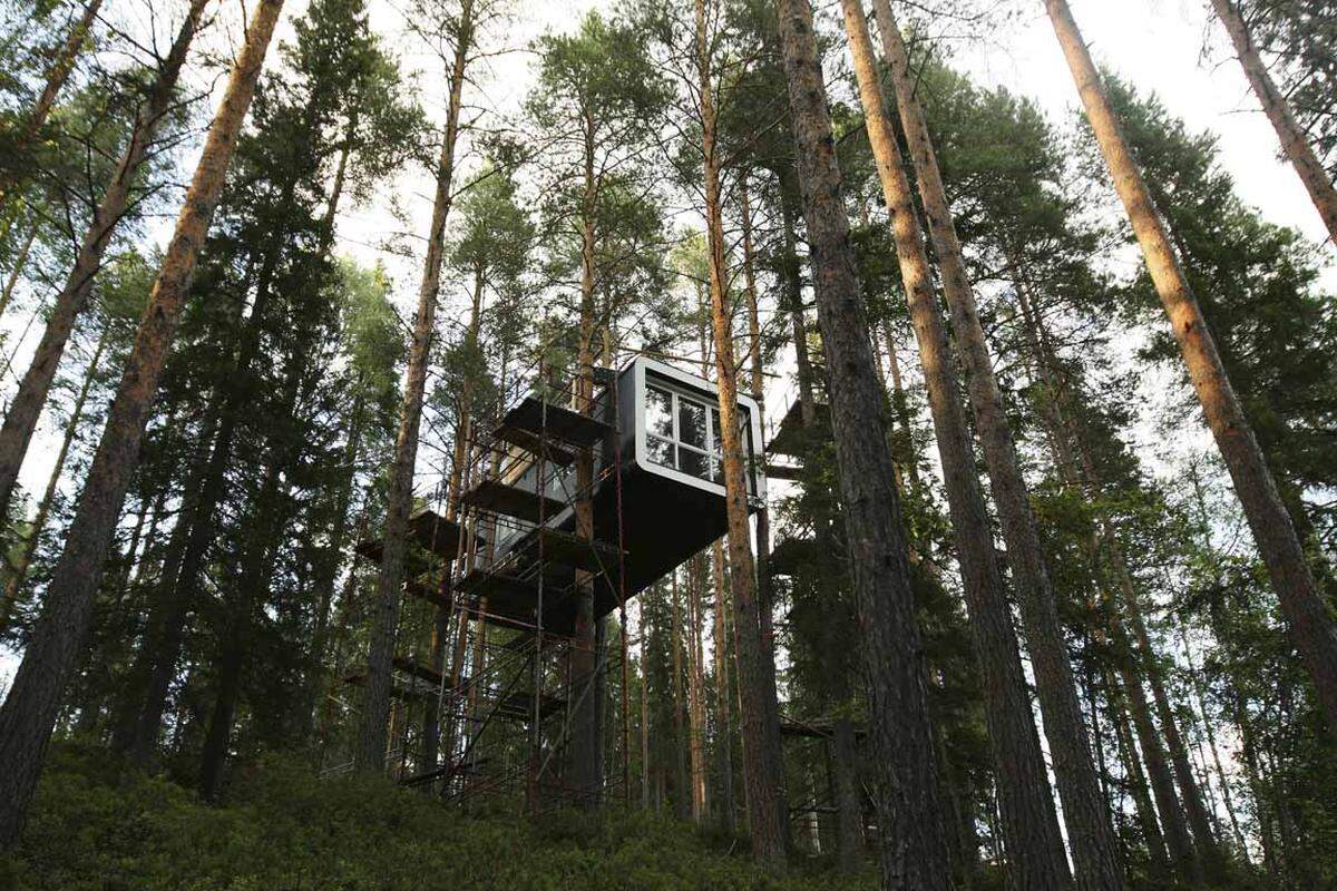 In Baumhäusern kann man unter anderem im Treehotel in dem schwedischen Dorf Harads urlauben. Weitere Baumhäuser finden Sie hier .