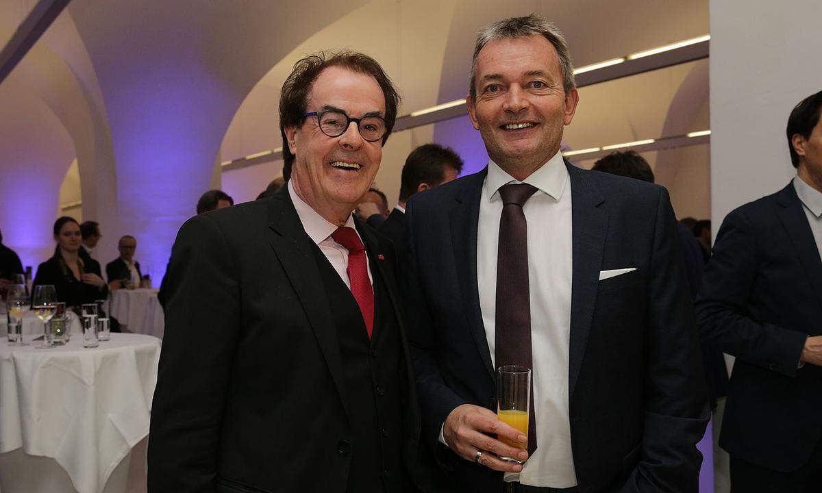 Saubermacher-Aufsichtsratpräsident Hans Roth mit A1-Telekom-Group-CEO Marcus Grausam