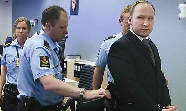 Anders Behring Breivik is pictured in the courthouse during his trial for the murder of 77 people in 
