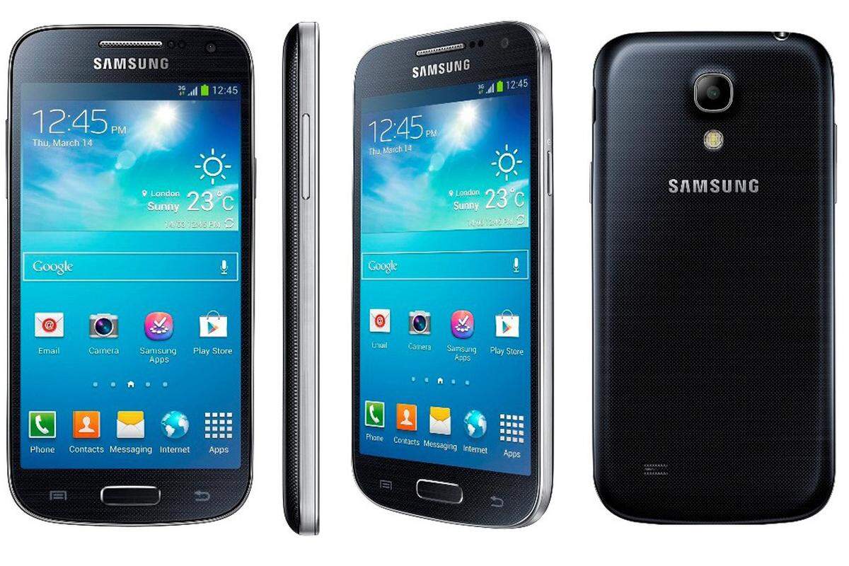 Das Galaxy S4 ist der Bestseller des Marktführers Samsung. Die kleinere Version davon, das S4 "Mini", ist wesentlich günstiger, dafür muss man technisch auch einige Abstiche machen. Das 4,3-Zoll-Display bietet "nur" 960 x 540 Pixel, es gibt einen Dualcore-Prozessor, einen 1900 mAh Akku, dafür aber eine 8-MP-Kamera.