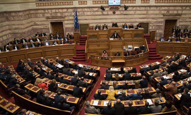 Debate on justice issues in the Hellenic Parliament in Athens on March 29 2016 Debate on justice