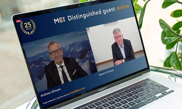 Distinguished Guest: Roche-CEO Severin Schwan im virtuellen Gespräch mit MCI-Rektor Andreas Altmann.