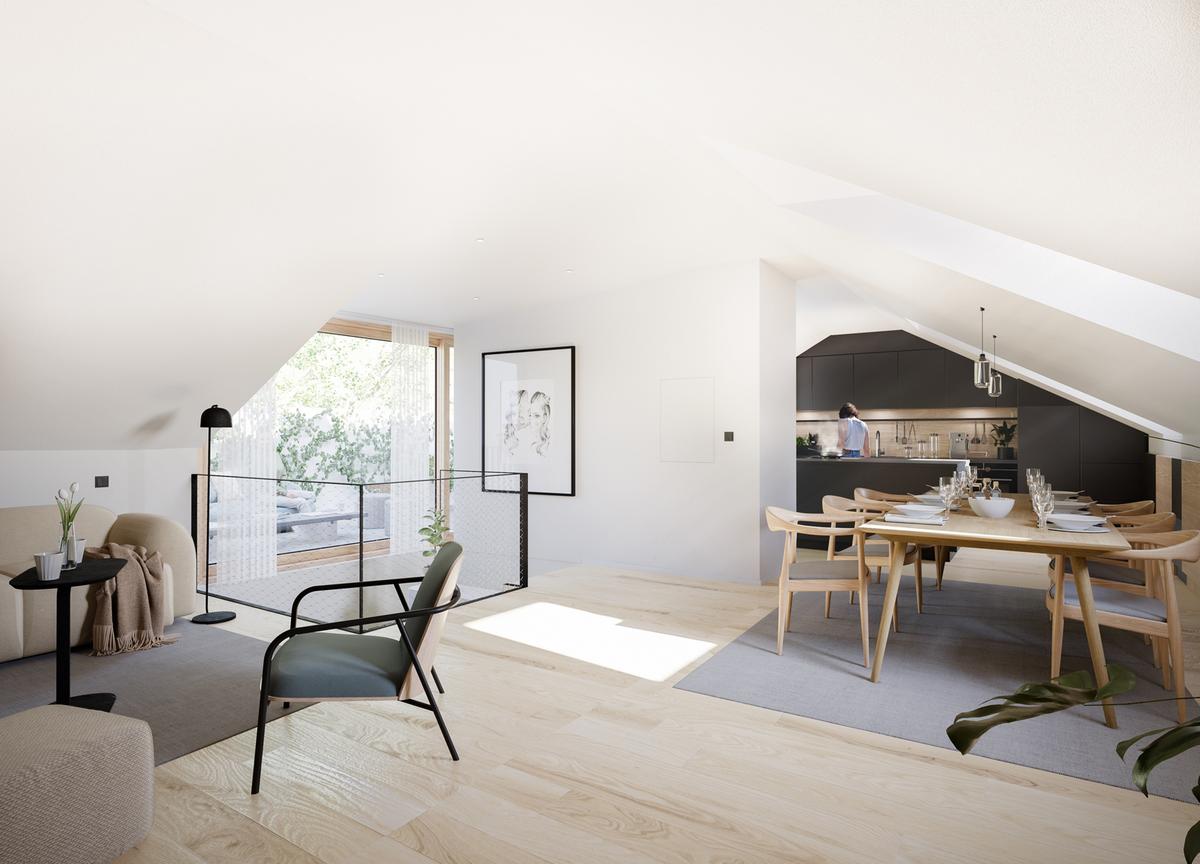 Visualisierung einer in Revitalisierung befindlichen Dachmaisonette in Salzburg
