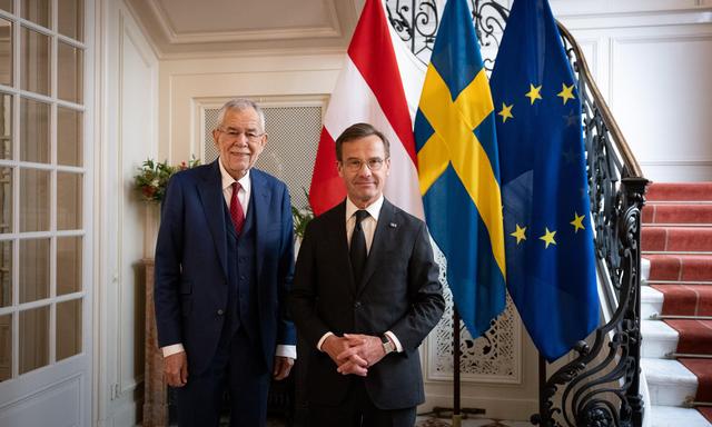 Bundespräsident Alexander Van der Bellen und Schwedens Premierminister Ulf Kristersson 