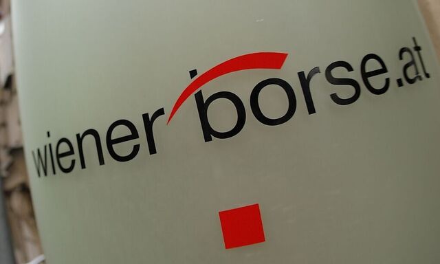 The Vienna Stock Exchange (Wiener Boerse) logo is displayed next to the company's street entrance in Vienna
