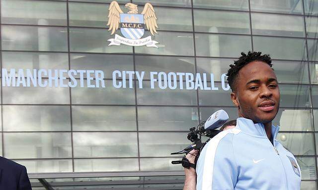 New Manchester City signing Raheem Sterling leaves the club´s Etihad Stadium in Manchester, Britain