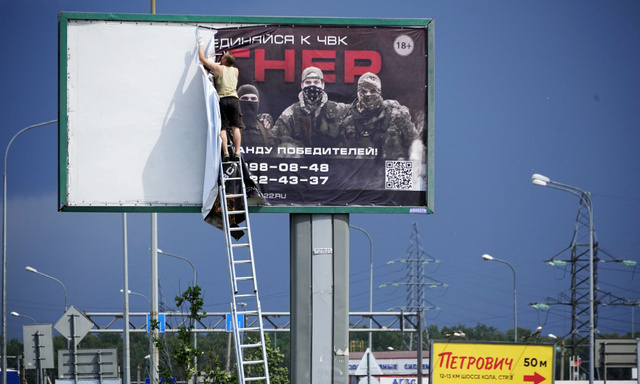 Die Anwerbeplakate der Gruppe Wagner wurden nach dem Aufstand entfernt.