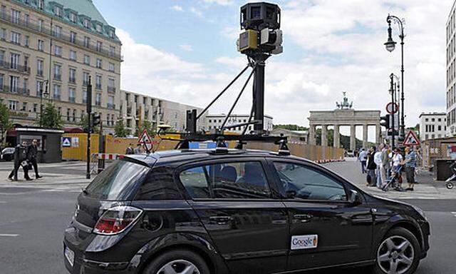 FILE - In this July 9, 2008 file photo a google street view car drives near the Brandenburg Gate in B